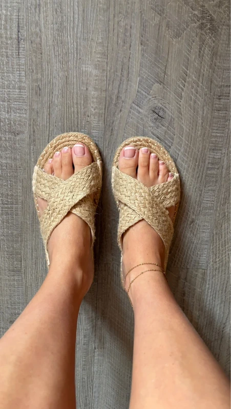 Jute-Sandalen mit gekreuzten Riemen natur Gr. 39 Size 39