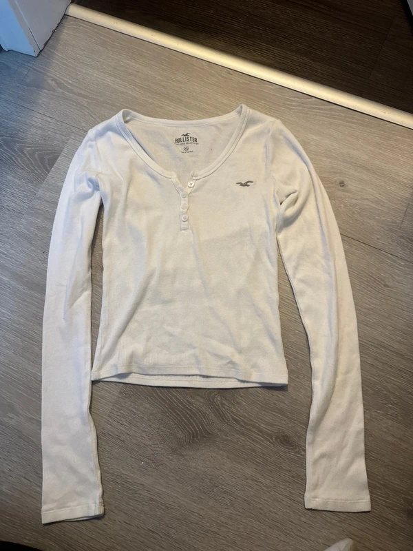 Hollister Hollister Longsleeve mit Knopfleiste, weiß, Gr. S Size S