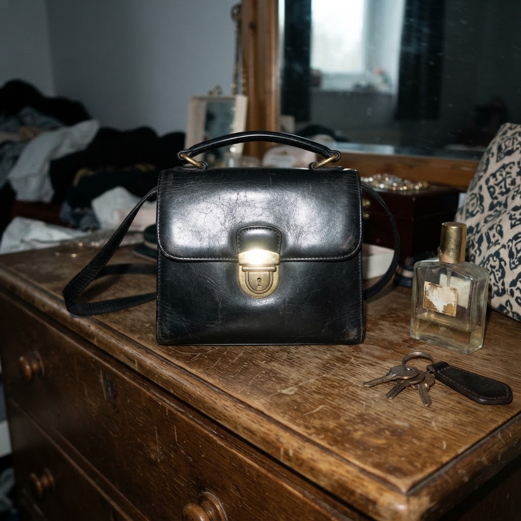 Vintage Handtasche Schwarz mit Goldverschluss