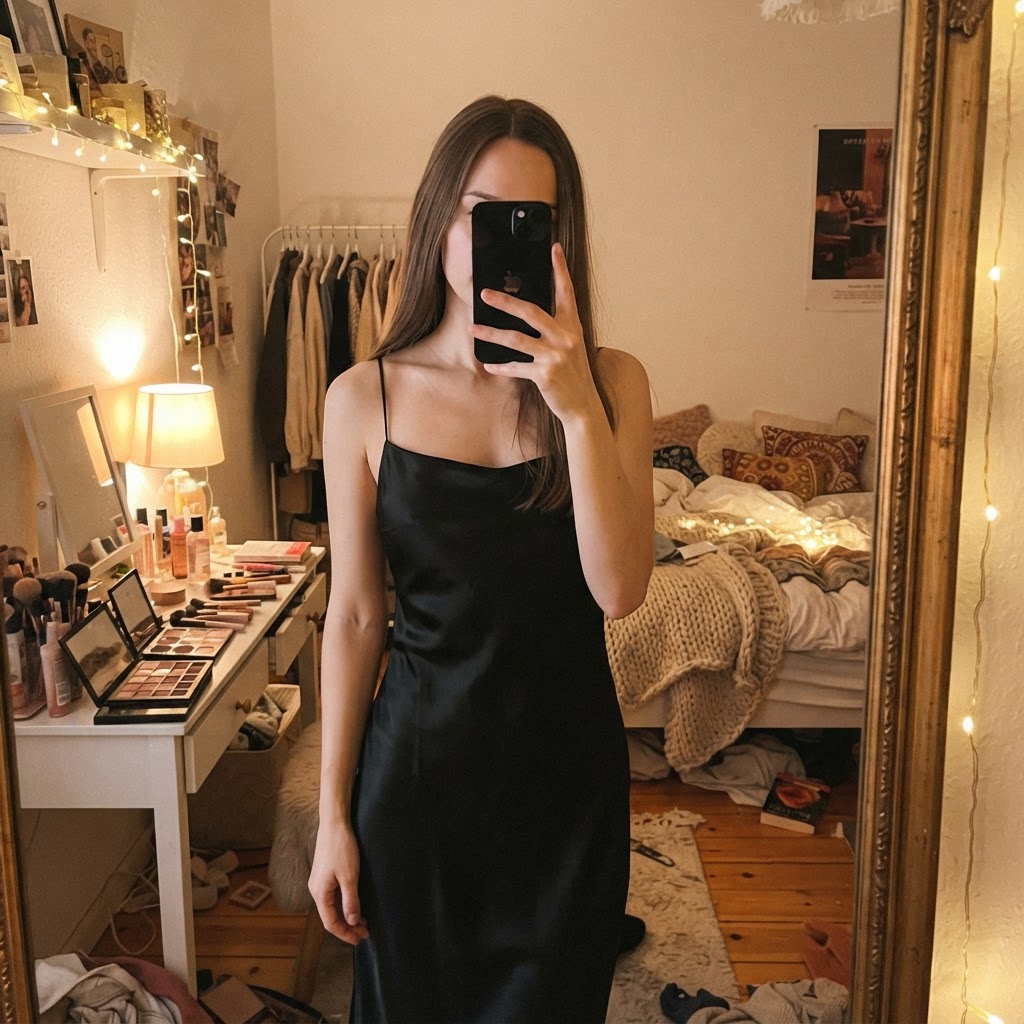 Zara Slipdress schwarz Satin Size S