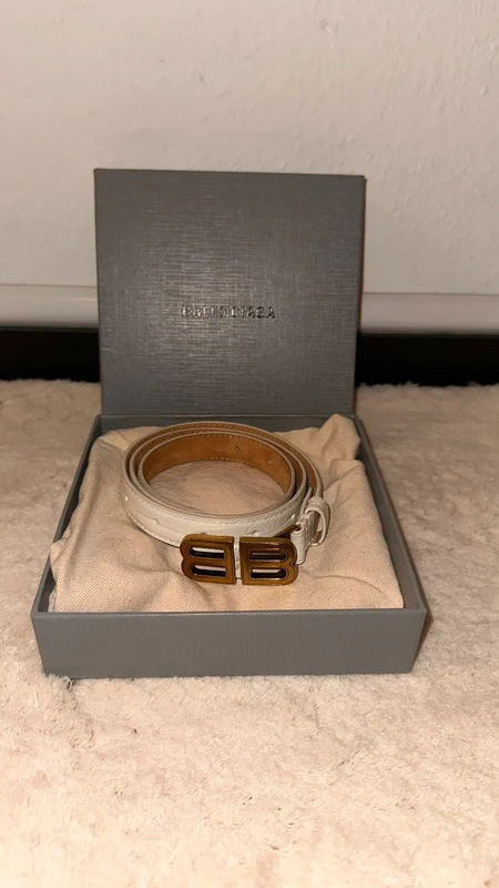 Balenciaga Balenciaga BB Hourglass Gürtel weiß mit Box Size 75