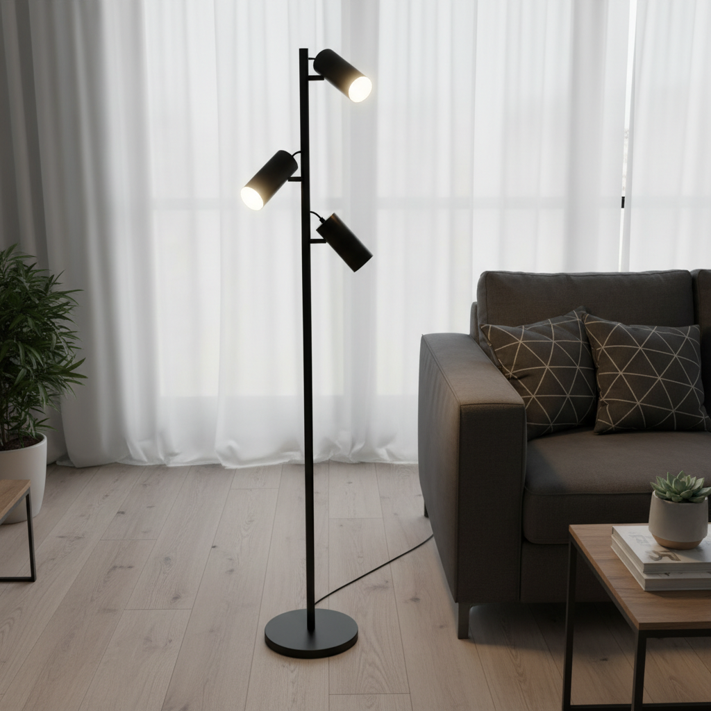 Stehlampe Modern Schwarz Metall