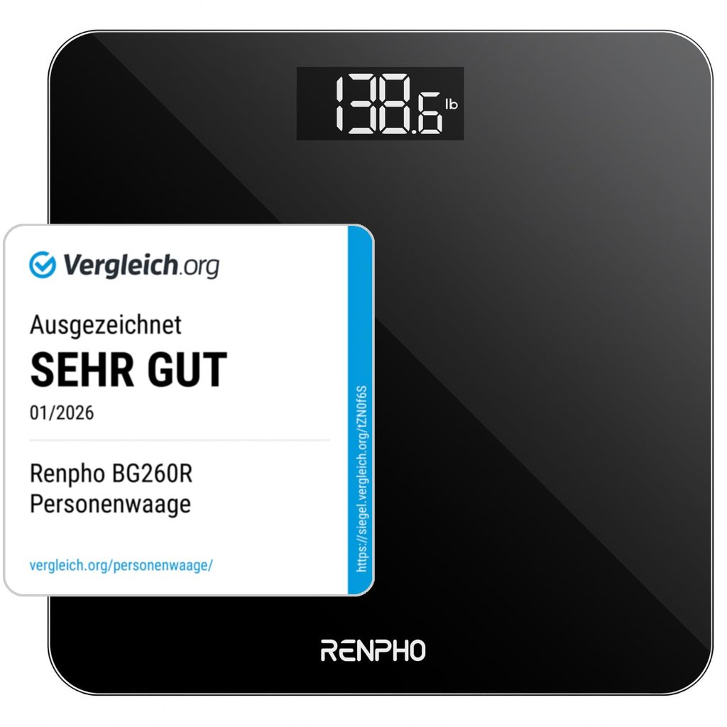 Renpho Renpho BG260R Digitale Personenwaage – Schwarz (40% günstiger)