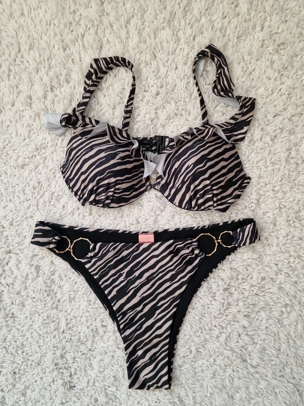 Bikini-Set mit Zebra-Print und Gold-Ringen, Gr. 38 Size 38