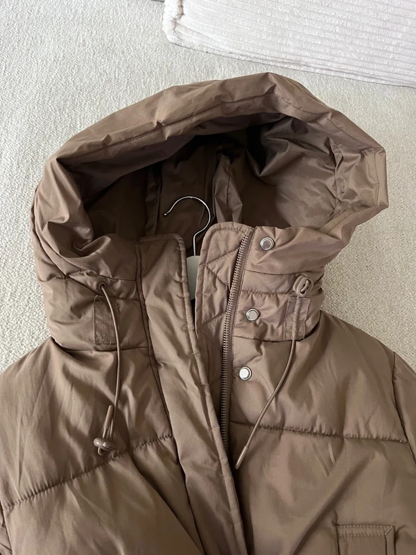 Oversized Steppmantel Braun mit Kapuze, Gr. M Size M