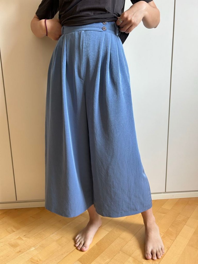 Vintage Vintage Culotte Hose Gr. 42 – rauchblau, High Waist Size 42
