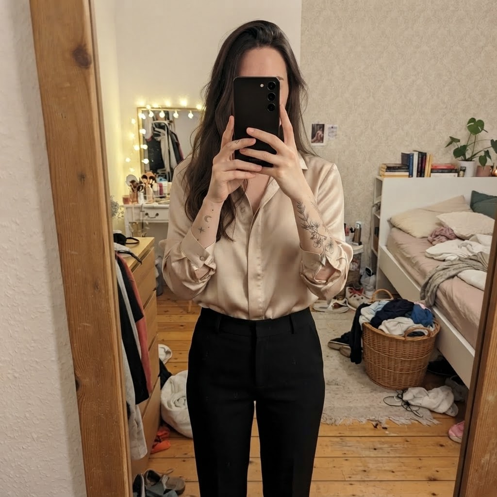 Zara Satinbluse champagner Size M
