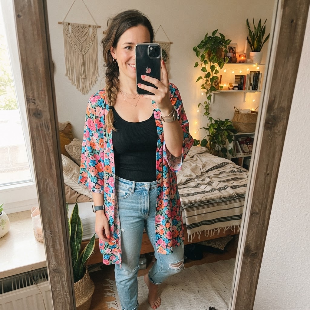 Only Kimono-Cardigan geblümt Size Einheitsgröße