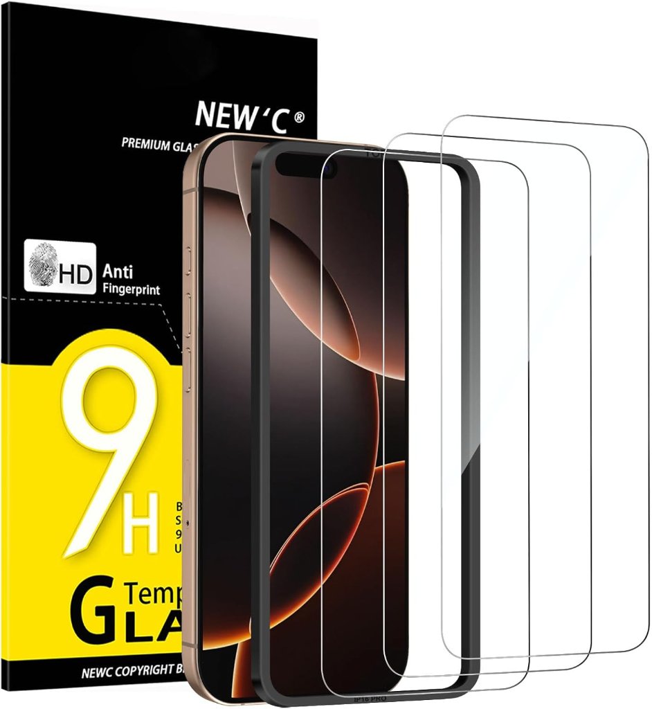 NEW'C NEW'C Panzerglas für iPhone 16 Pro – 3 Stück, 9H Schutzglas