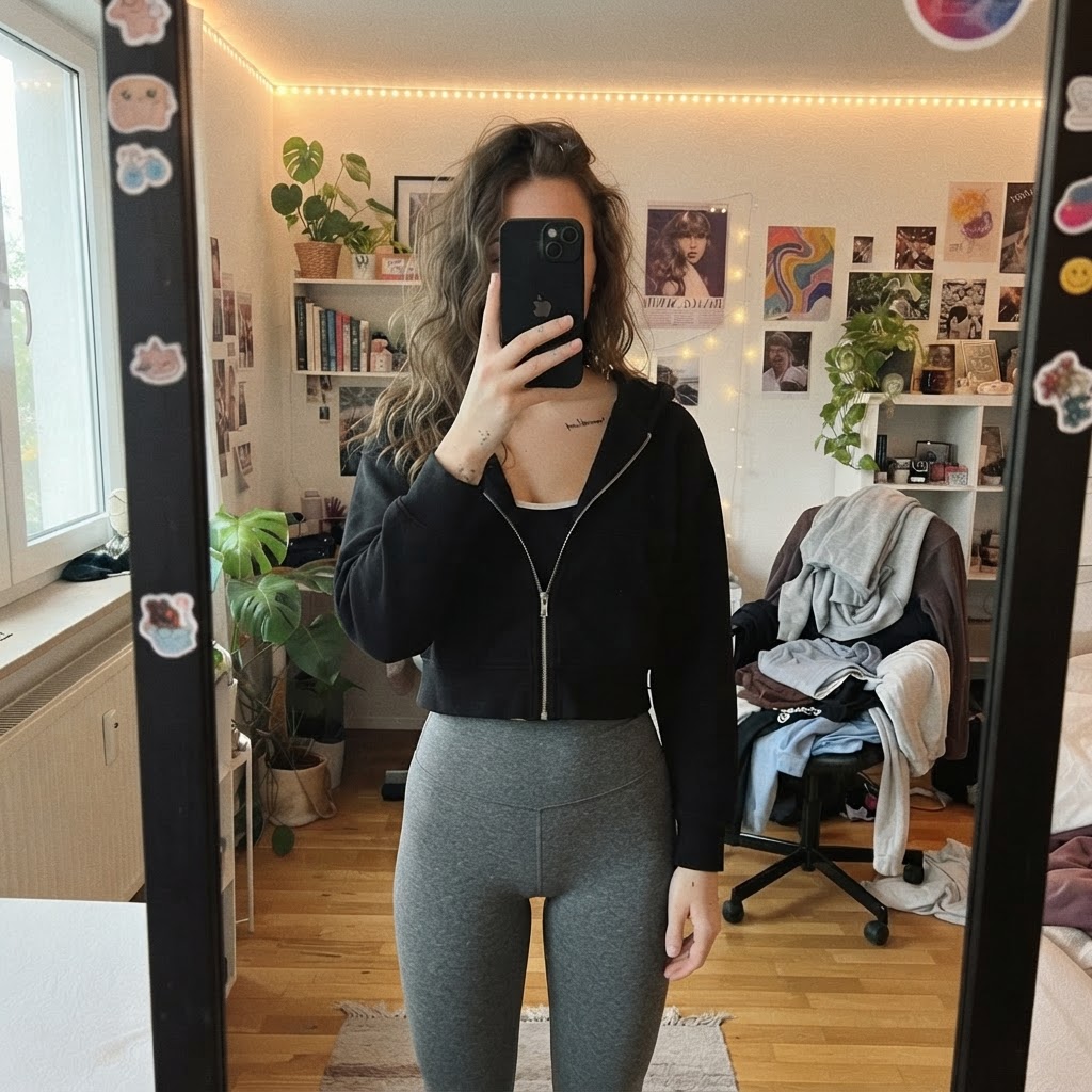 Gymshark Cropped Zip-Hoodie schwarz Size XS