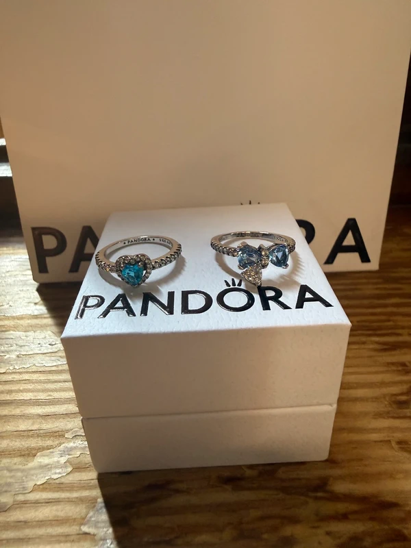 Pandora Pandora Ring-Set: Funkelndes Blaues Herz & Herzen-Ring, Gr. 52 Size 52