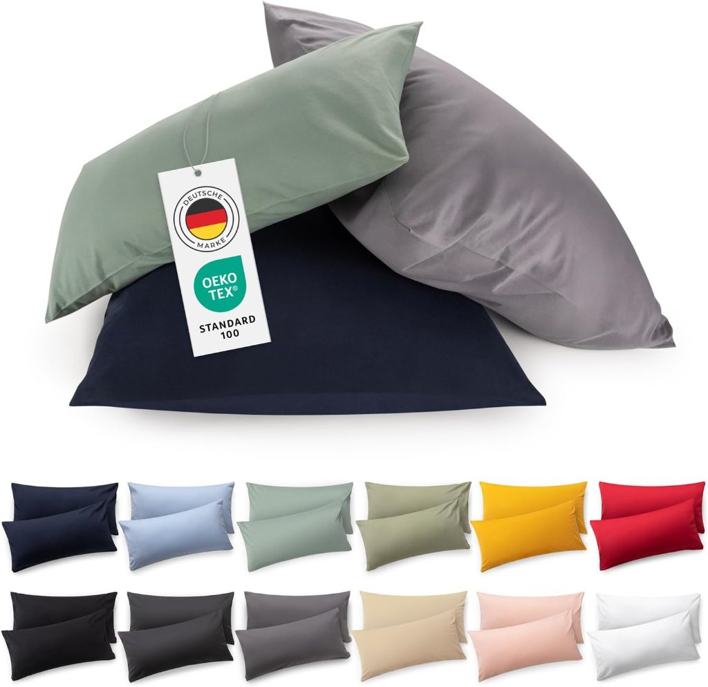 Czeekliving Kissenbezüge 40x80 cm, 2er-Set Jersey – Öko-Tex, viele Farben