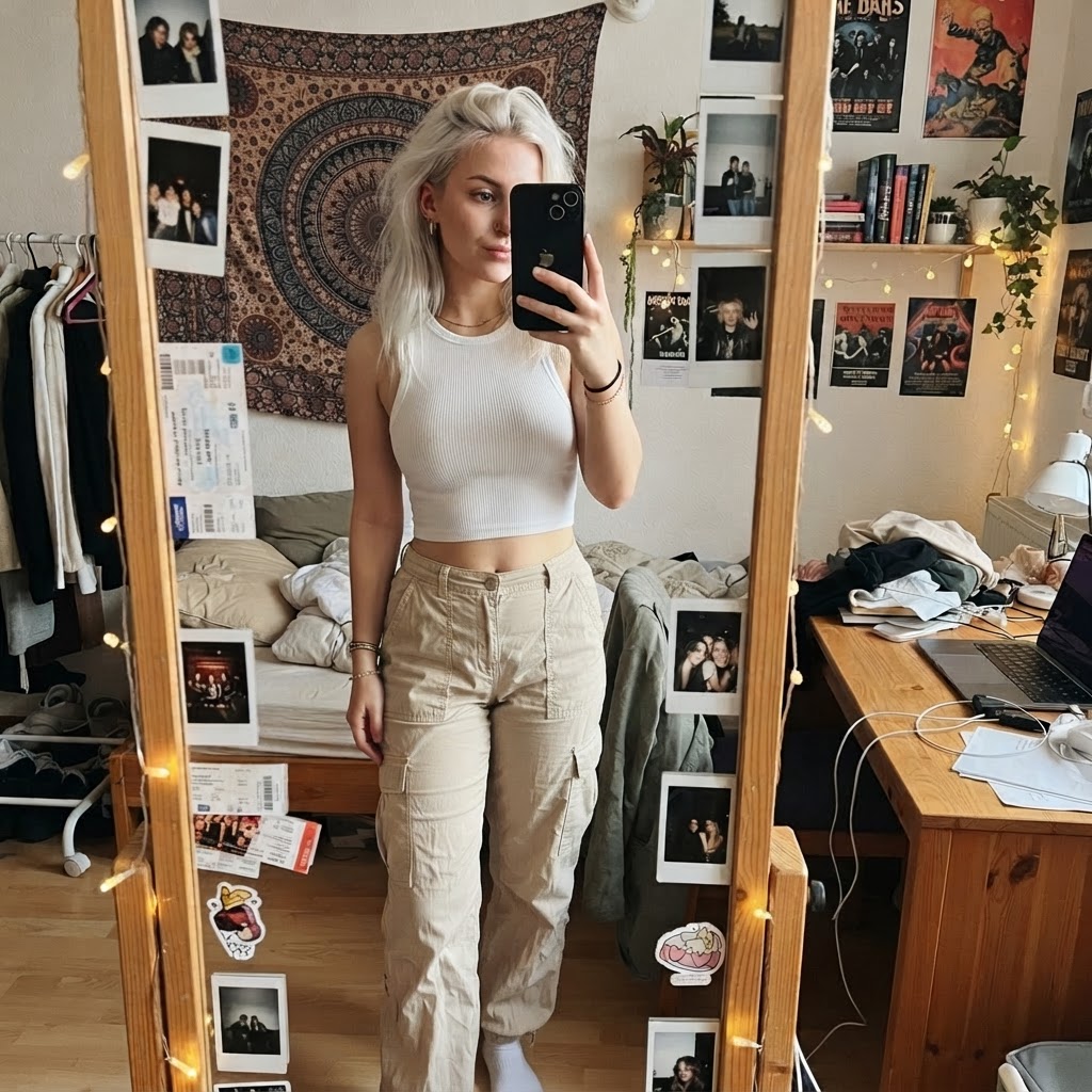 Pull&Bear Cargohose beige baggy Size S