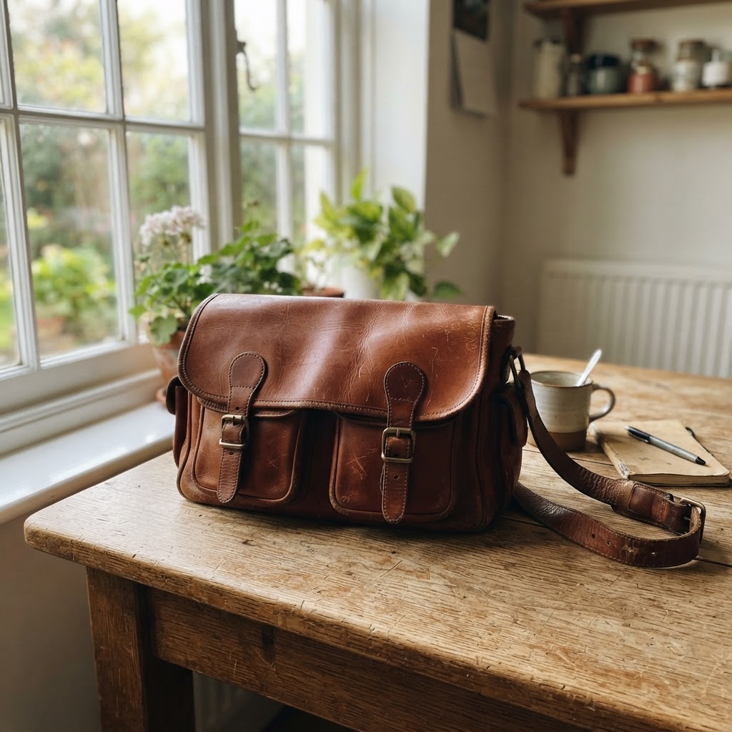 Vintage Vintage Ledertasche Cognac – echte Patina
