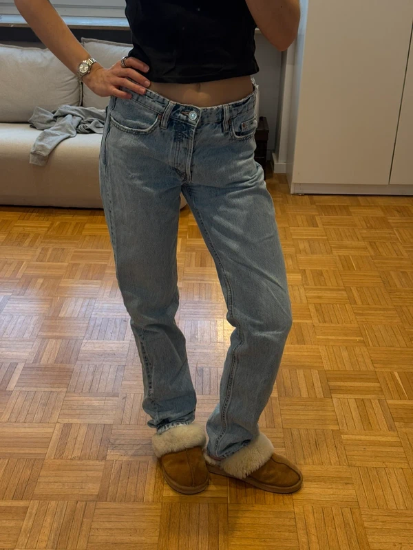 Straight-Leg-Jeans, hellblau, mid waist, Gr. 36 Size 36