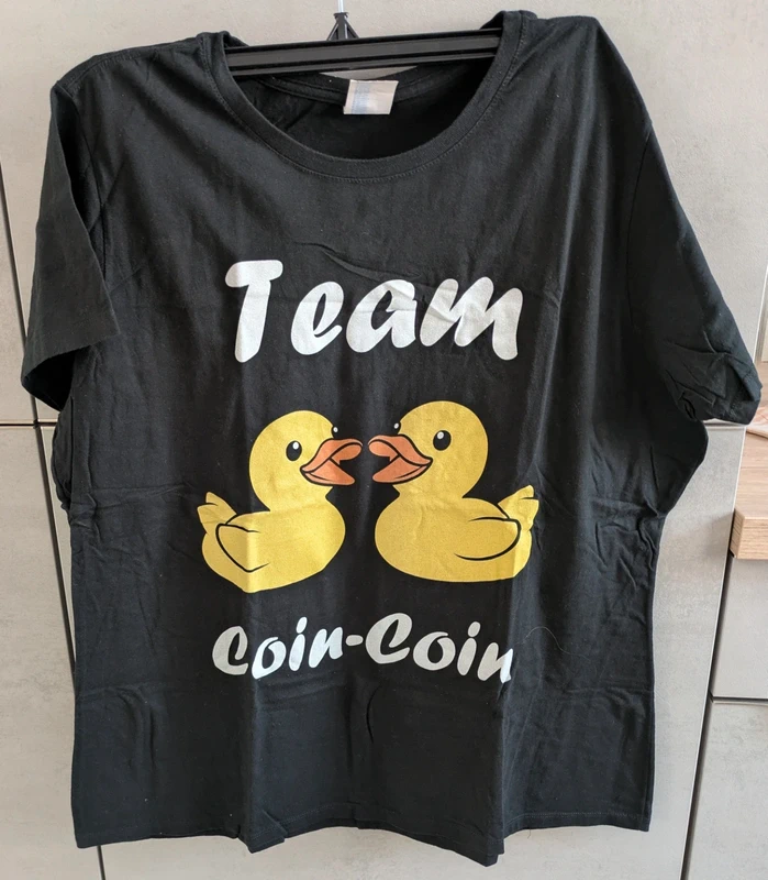 Gildan T-Shirt „Team Coin-Coin“ mit Enten-Print – Gr. XL Size XL