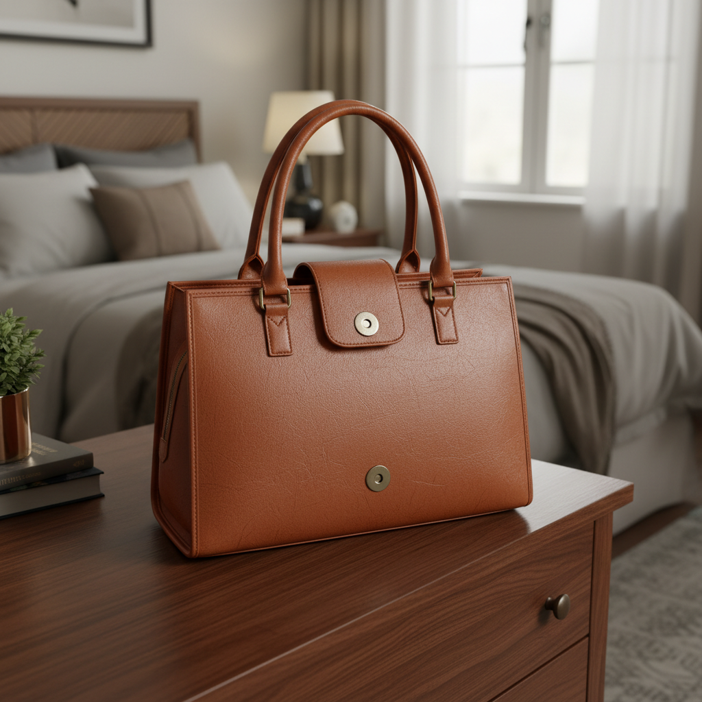 Handtasche Braun Kunstleder Mittelgroß