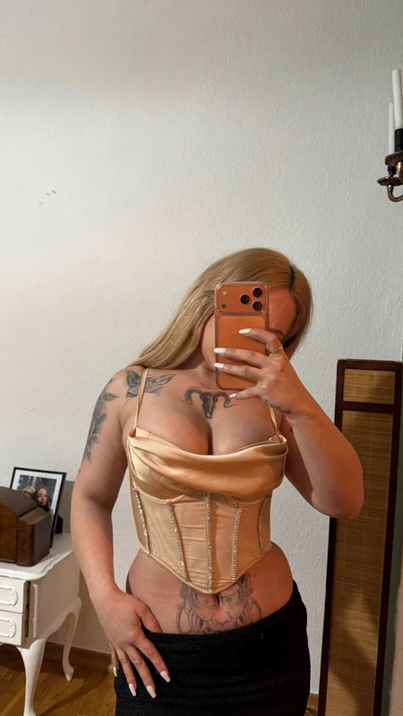 Satin Corsagen-Top gold mit Strass Gr. M Size M