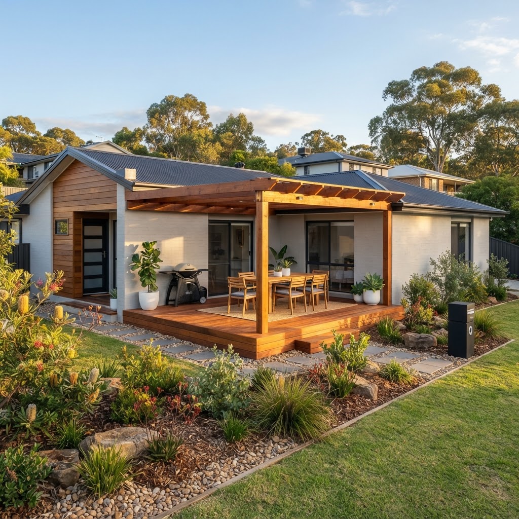 Well-maintained home with freshly stained timber deck
