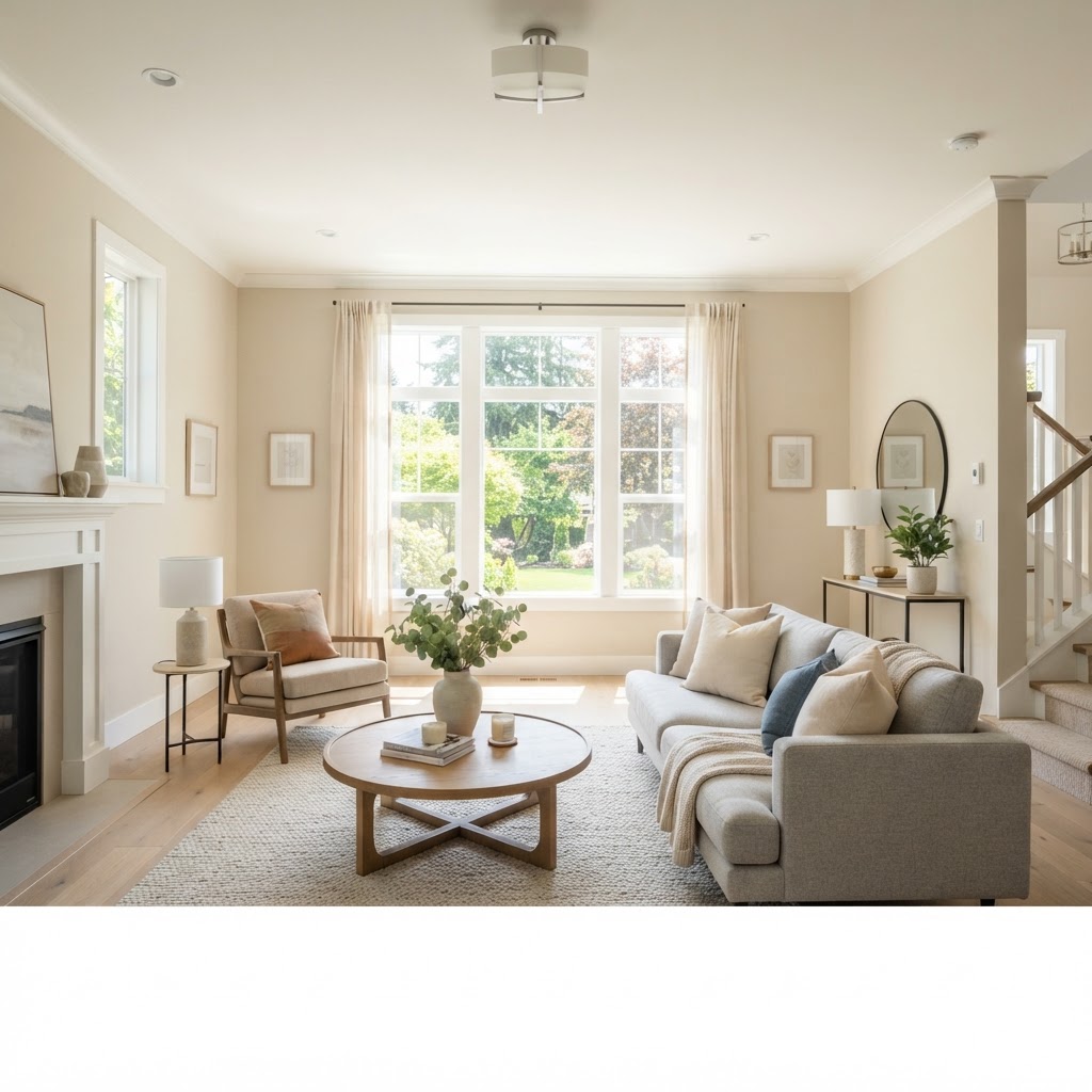Freshly painted, staged home interior ready for sale