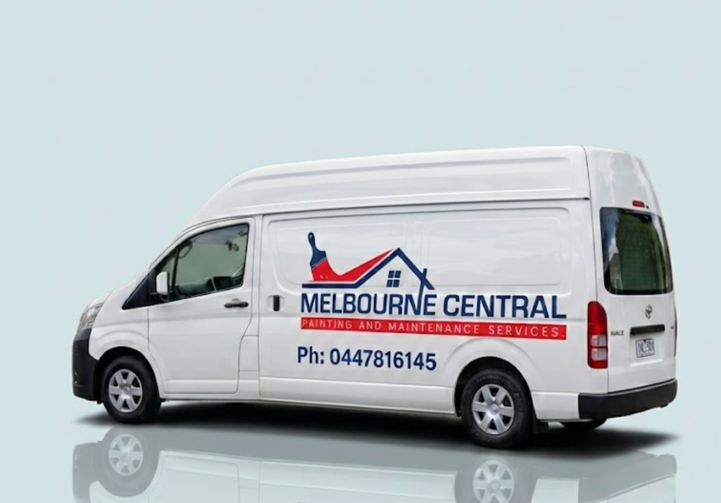 Melbourne Central Painting branded work van parked on a suburban street