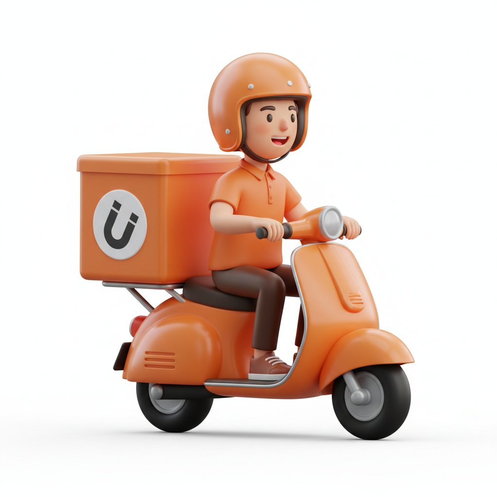 Entregador da BIG ima em scooter laranja