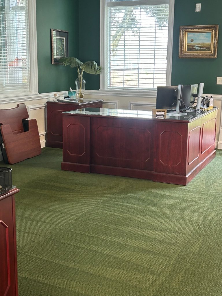 Office carpet with professional vacuum cleaning lines from HydroLux commercial service