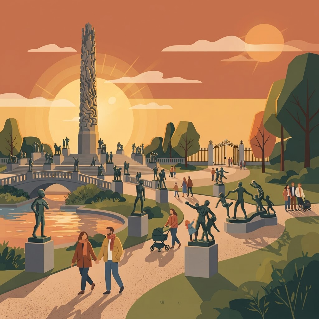 Vigelandsparken - Skulpturvandring i kveldssol