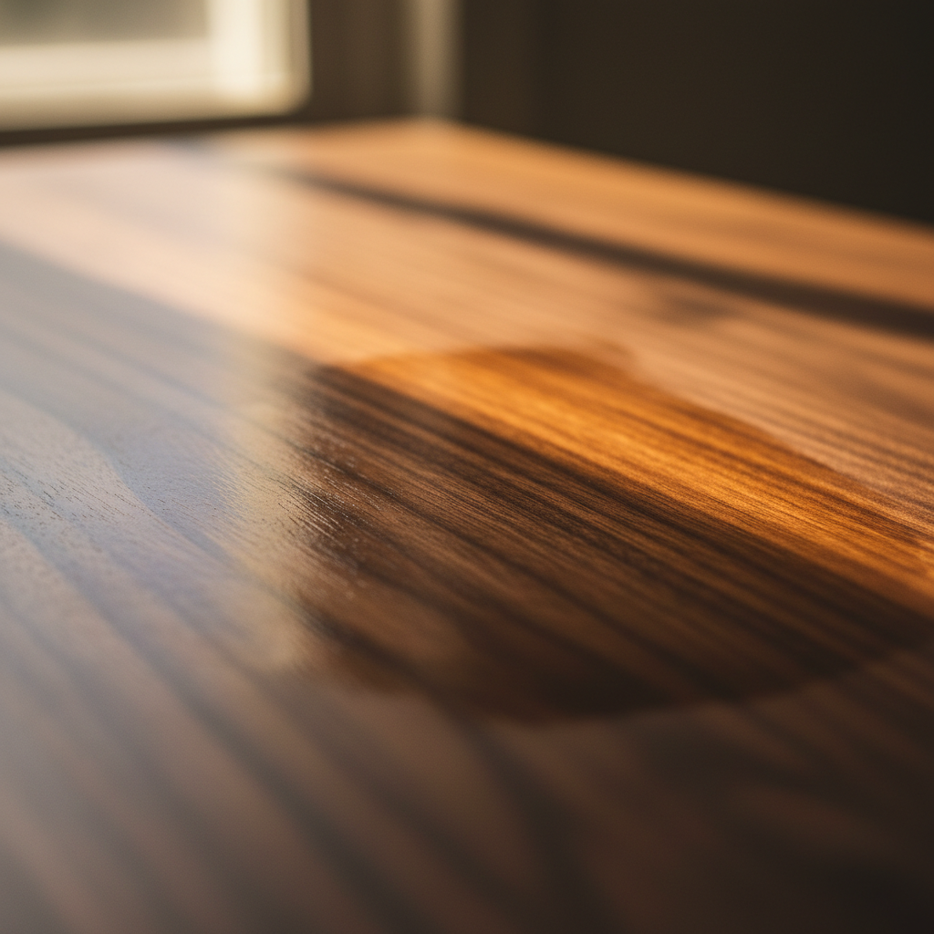 Hand-rubbed oil finish on rich walnut wood surface