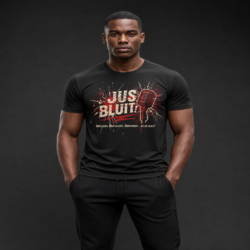 Jus Bluit! Graphic Tee — Black