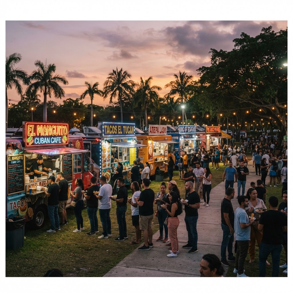Family food truck event at Miami park