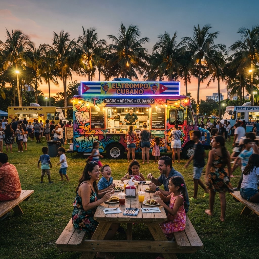 Family food truck event at Miami park