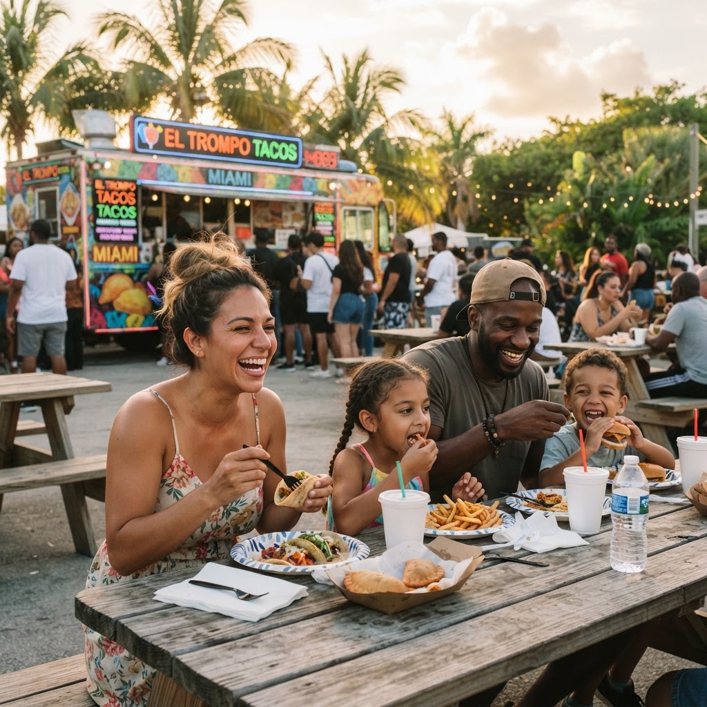 Family food truck event at Miami park