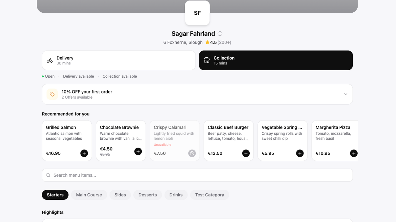 Ordering system v2 FH template preview