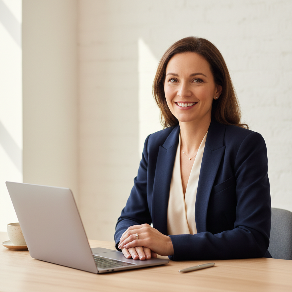 Professional female mortgage adviser at desk