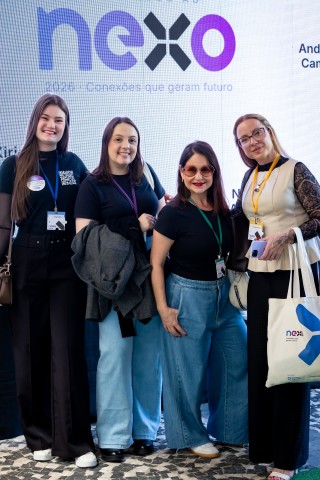Quatro participantes posando juntas no NEXO 2026