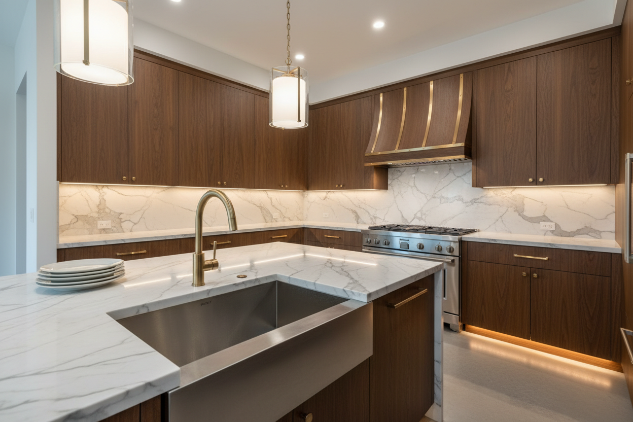 Beautiful residential kitchen with modern fixtures