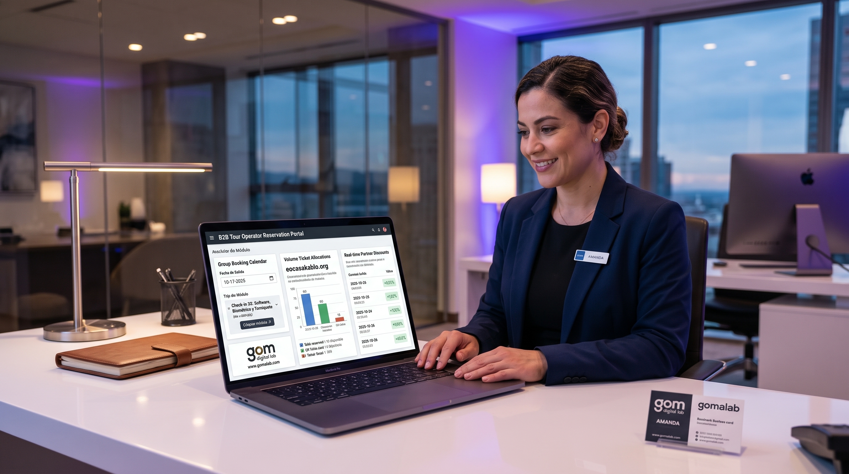 Portal B2B de reservas con calendario de cupos, asignación de volumen y descuentos a partners