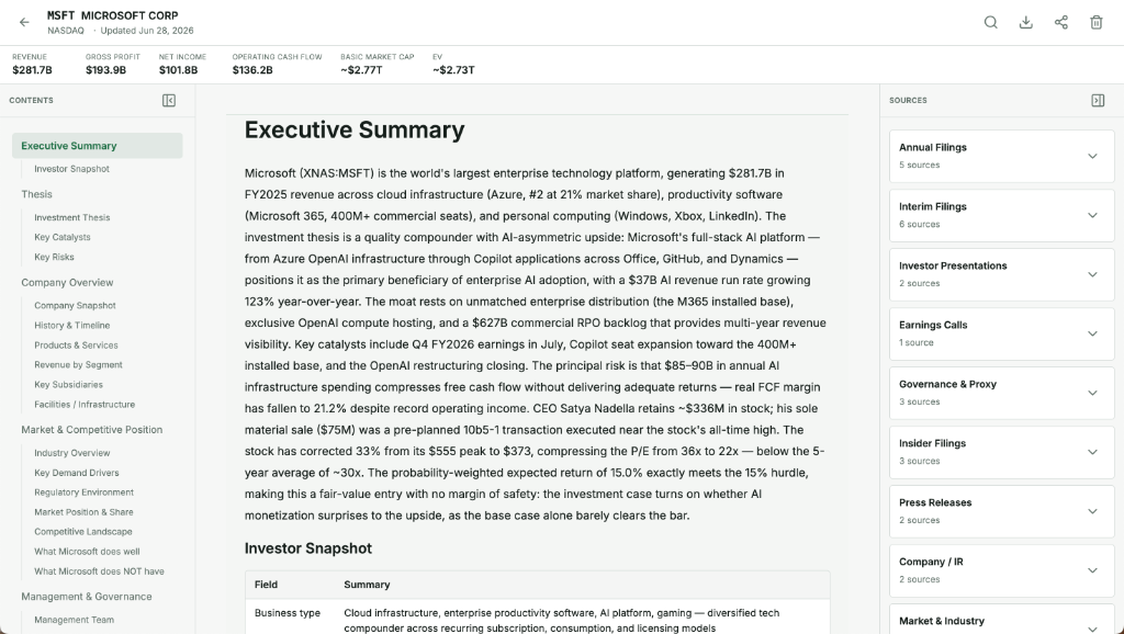 Investment memo report preview