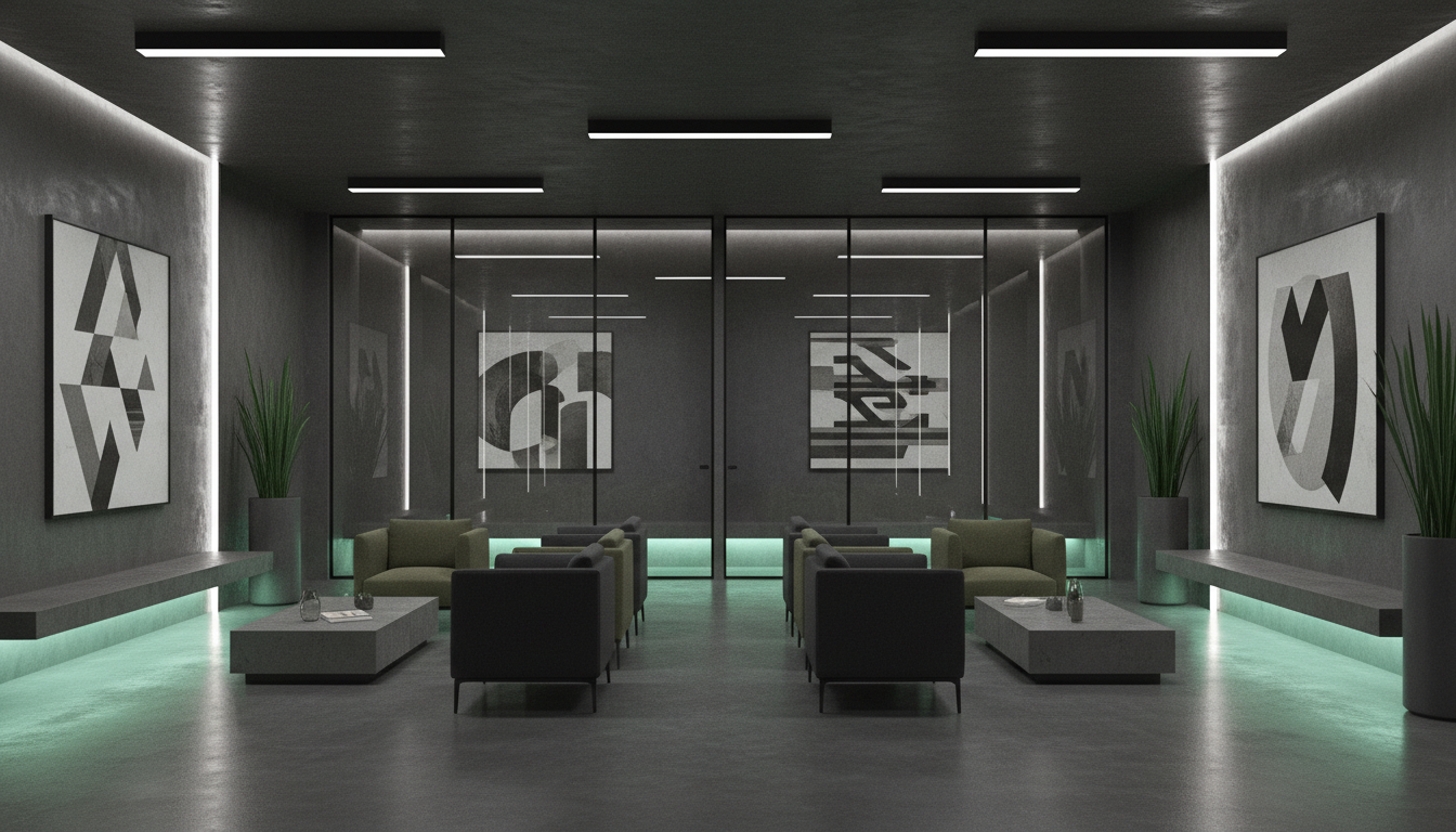 Premium service area with modern design and mint accent lighting