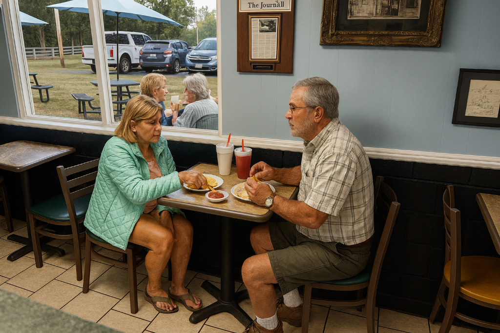 Couple sharing a meal inside the dining room