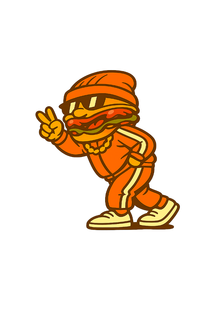 Smashie, the Flavor Isle mascot, flashing a peace sign