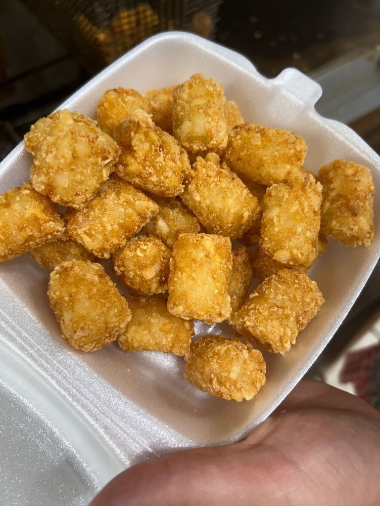 Fresh basket of tater tots