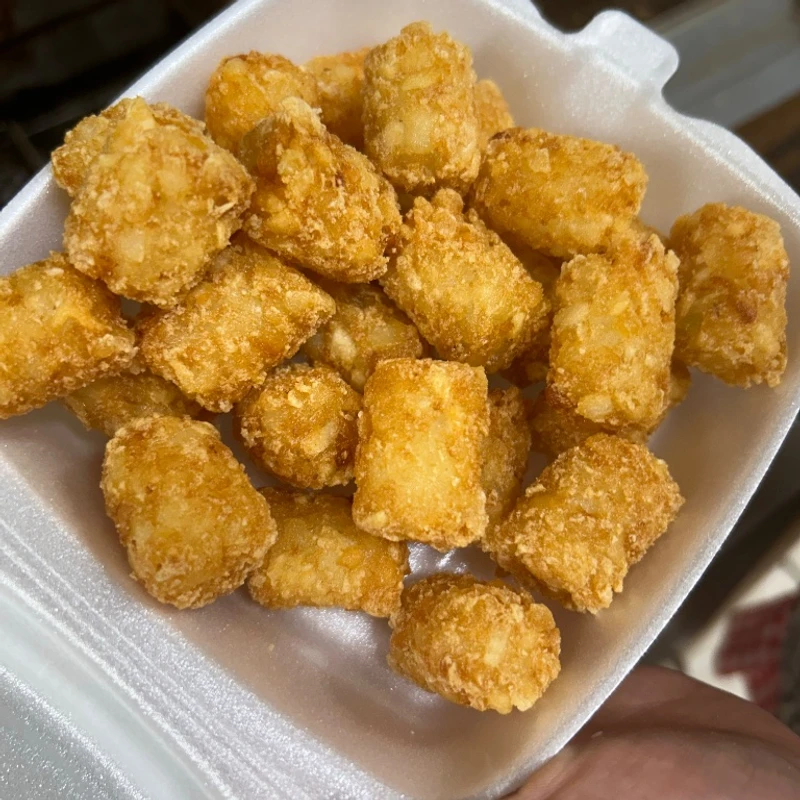 Fresh basket of tater tots