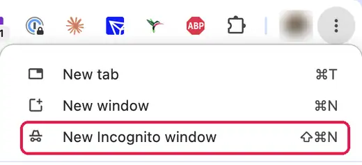 Chrome on a computer: ⋮ menu → New Incognito window