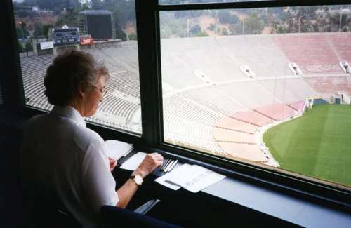 Overlooking the empty Rose Bowl stadium