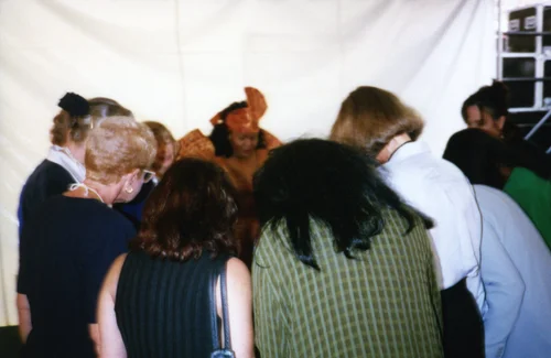 Attendees gathered under the tent