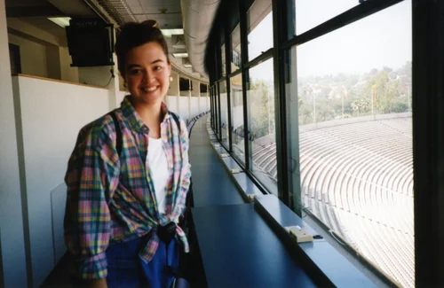 Attendee overlooking the Rose Bowl seating
