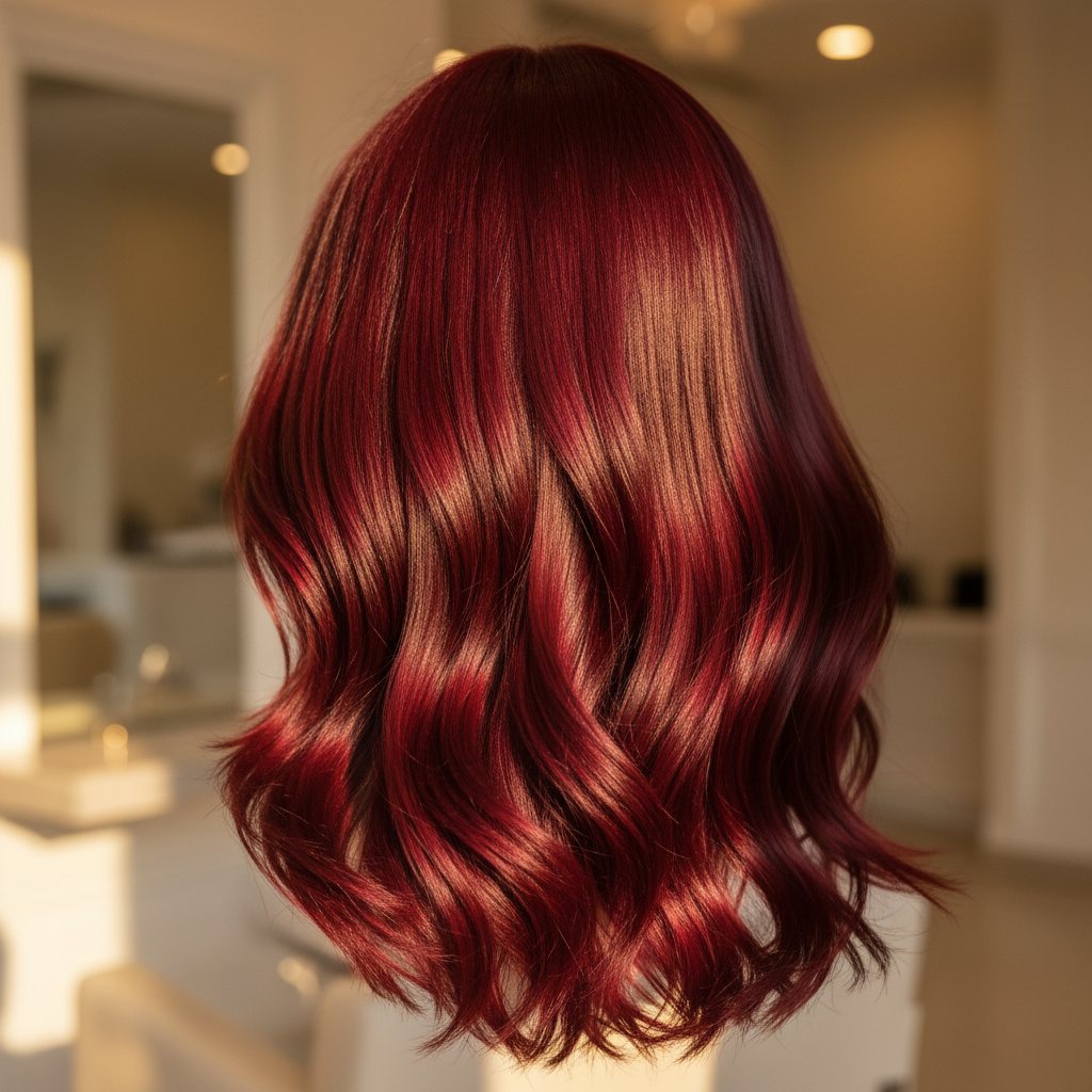 Brown To Vivid Red — after, by Steph at Salon D Dallas