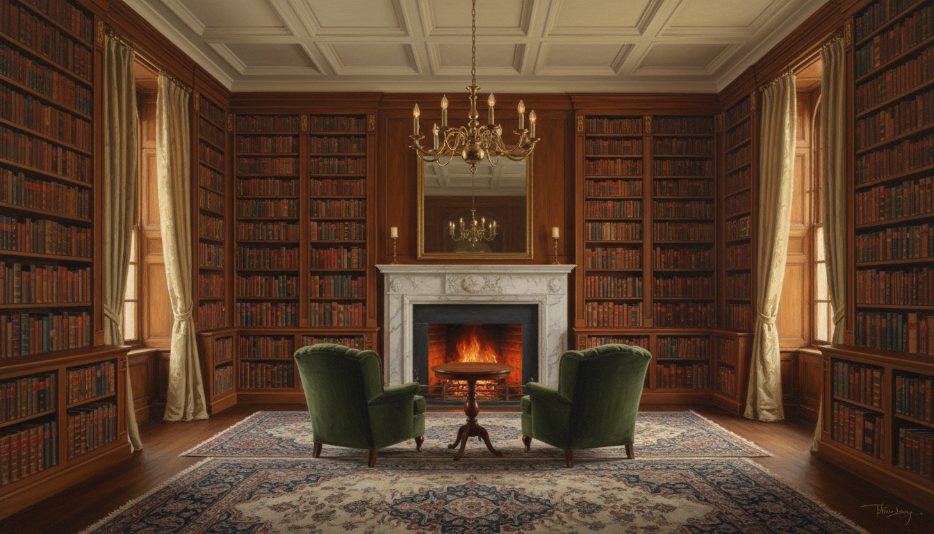 Grand English manor library